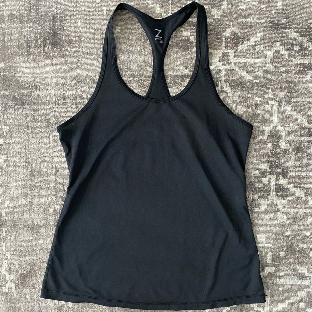 EUC Z by Zella Size S black women’s workout shirt, sweat wicking, racer back